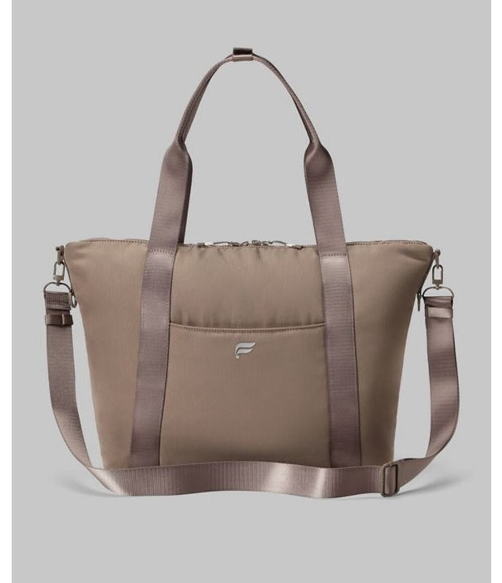 NWT Fabletics Everyday Tote Bag Brown Nylon Zip Top Gym Travel Commuter Sporty